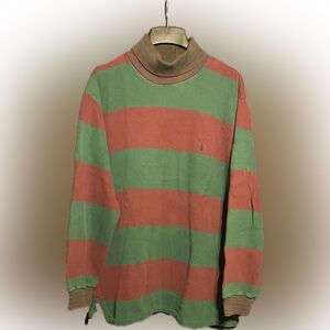 Polo Ralph Lauren Turtleneck Striped Long Sleeve Pullover Sz XL Green Purple